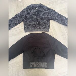 Gymshark Black and Gray Camo Seamless Sport Long Sleeve Crop Top Size Small